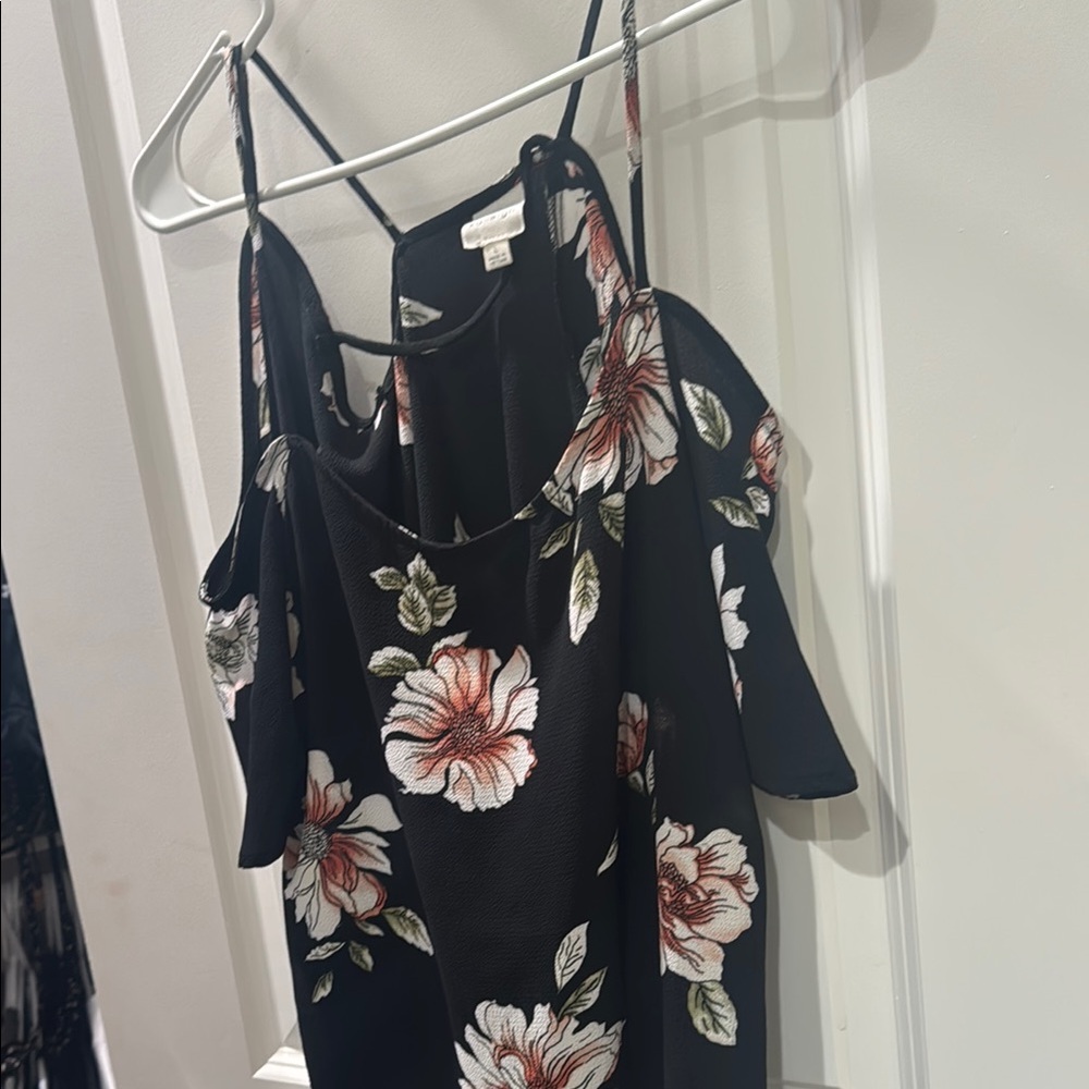 Floral Black Spaghetti Strap Top